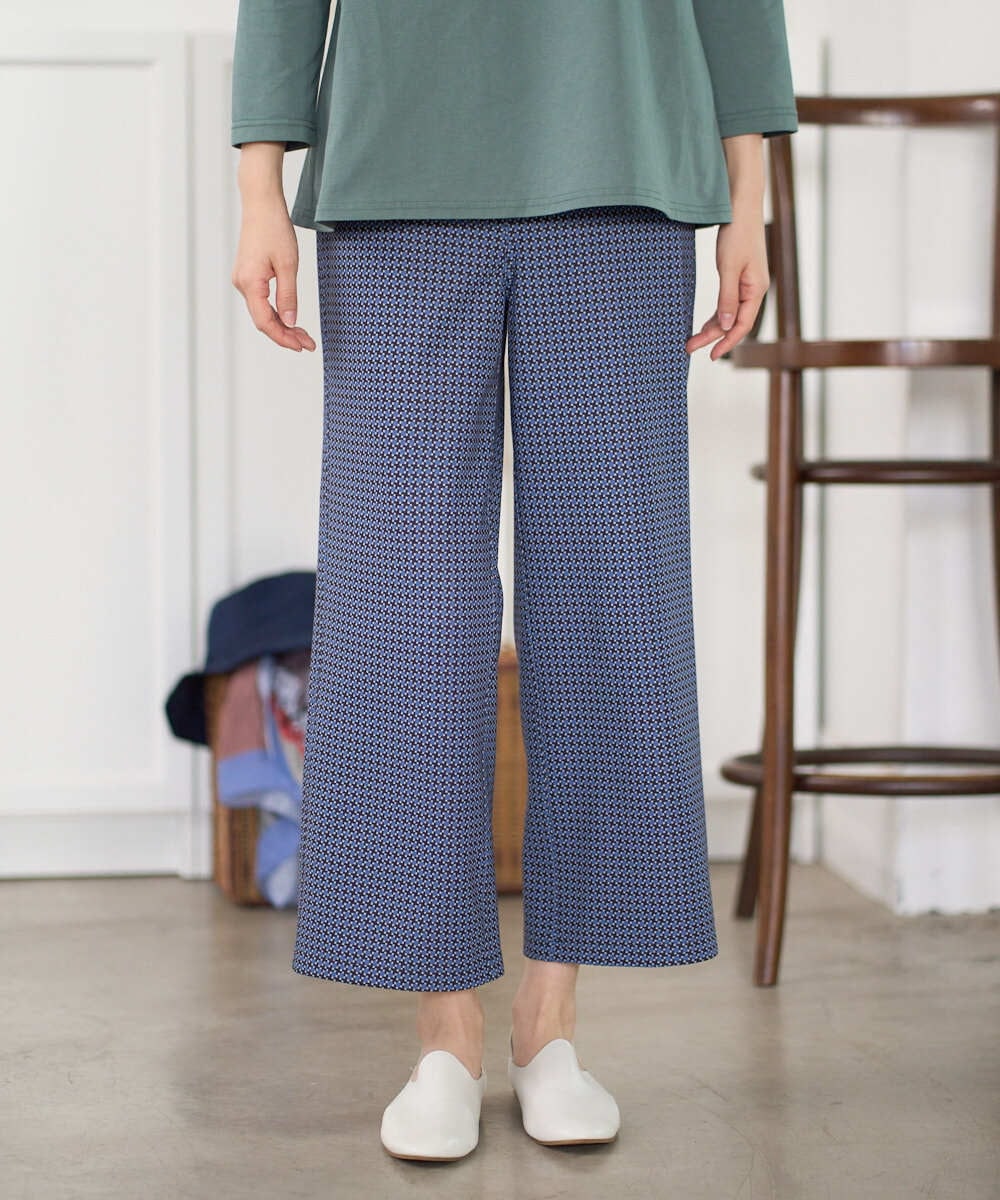 NGLGF28250 GIANNI LO GIUDICE(ジャンニ ロ ジュディチェ) [洗える・リバーシブル]裏コットン幾何プリントパンツ ブルー