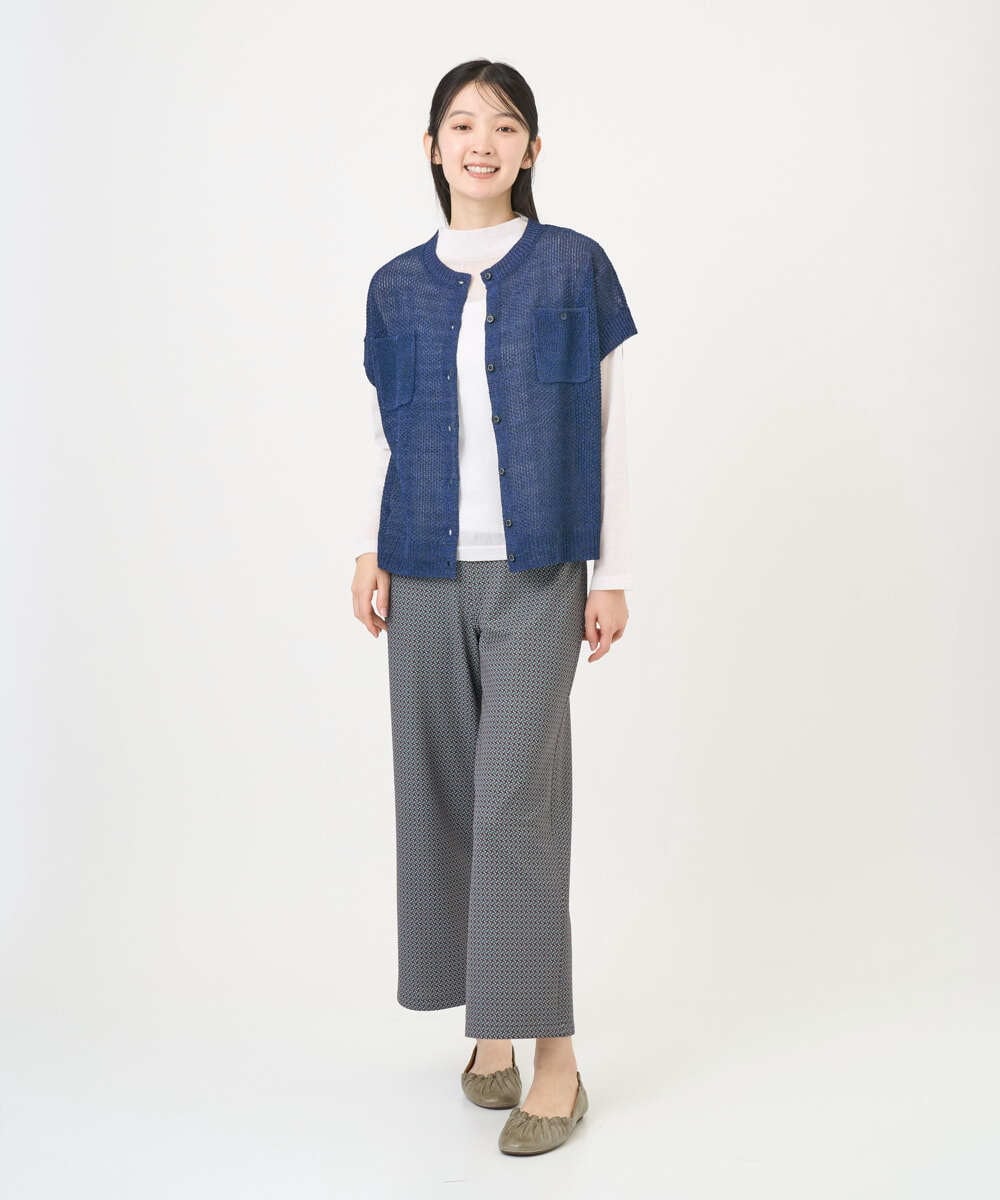 NGLGF28250 GIANNI LO GIUDICE(ジャンニ ロ ジュディチェ) [洗える・リバーシブル]裏コットン幾何プリントパンツ ブルー