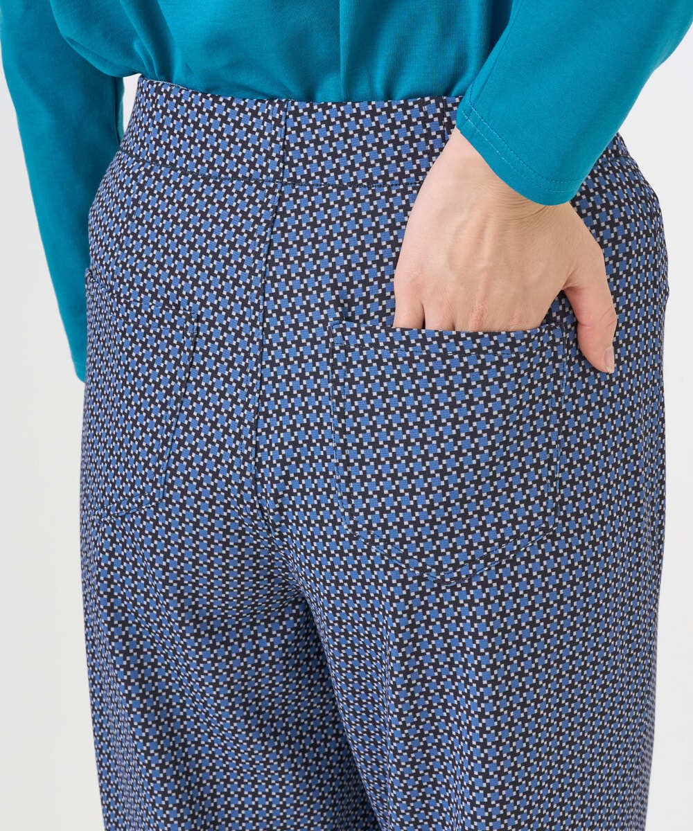 NGLGF28250 GIANNI LO GIUDICE(ジャンニ ロ ジュディチェ) [洗える・リバーシブル]裏コットン幾何プリントパンツ ブルー