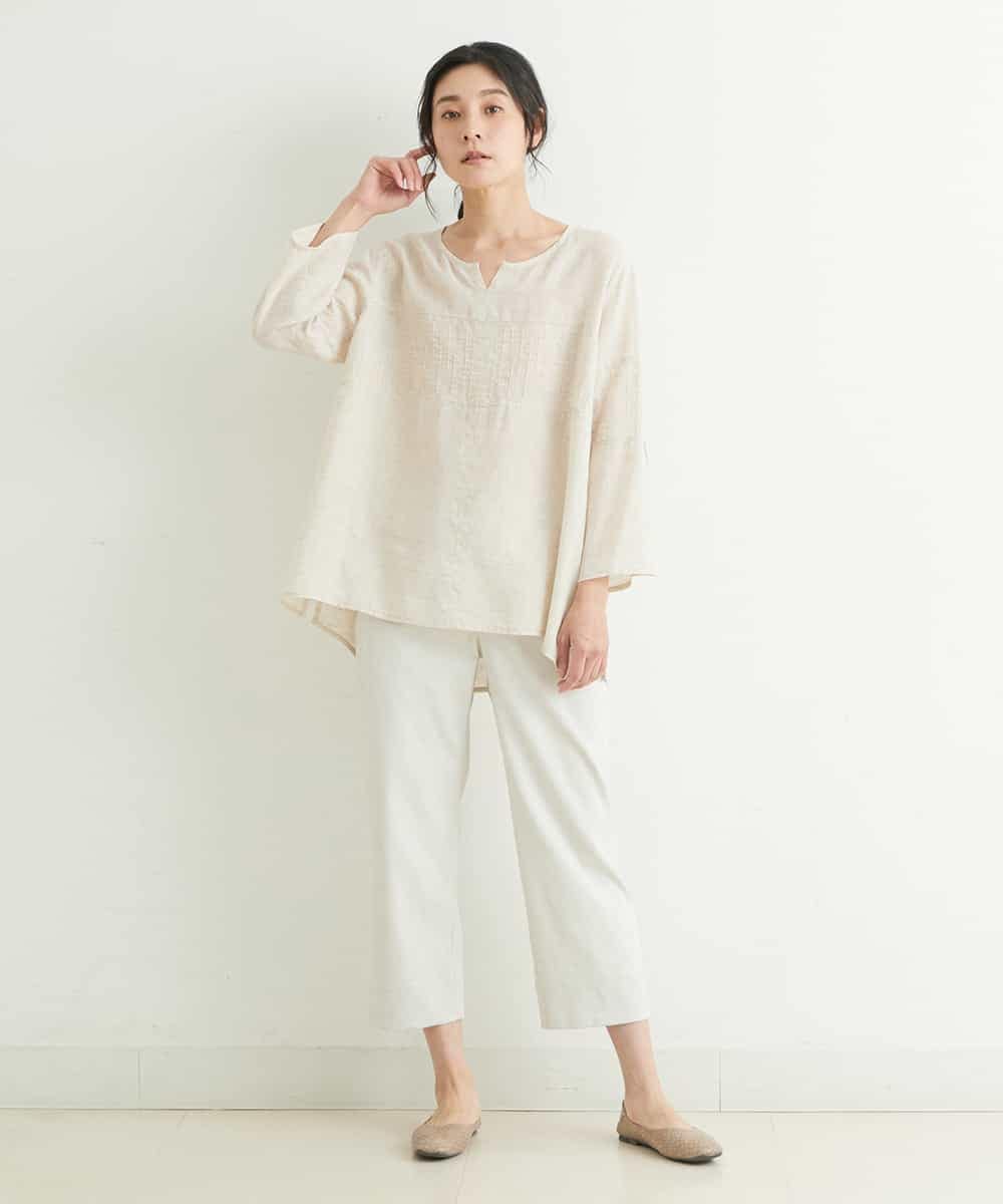NGLGR13190 GIANNI LO GIUDICE(ジャンニ ロ ジュディチェ) 【洗える】シェルタリングドライストレートパンツ アイボリー