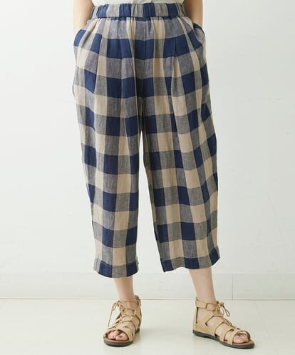 NGLGS10250 GIANNI LO GIUDICE [洗える]先染めリネンチェックパンツ
