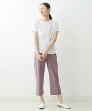 NGLGS30210 GIANNI LO GIUDICE(ジャンニ ロ ジュディチェ) [洗える・日本製]綿麻ストレッチヴィンテージクロップトパンツ パープル