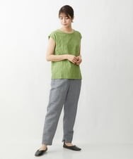 NGLGT30290 GIANNI LO GIUDICE(ジャンニ ロ ジュディチェ) [洗える]千鳥柄コットン麻パンツ ネイビー