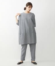 NGLGT30290 GIANNI LO GIUDICE(ジャンニ ロ ジュディチェ) [洗える]千鳥柄コットン麻パンツ ネイビー