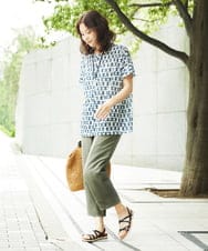 NGLHC23250 GIANNI LO GIUDICE(ジャンニ ロ ジュディチェ) [洗える]レーヨンナイロンリネンパンツ カーキ