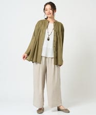 NGLHD66300 GIANNI LO GIUDICE(ジャンニ ロ ジュディチェ) [洗える]麻ストライプパンツ カーキ