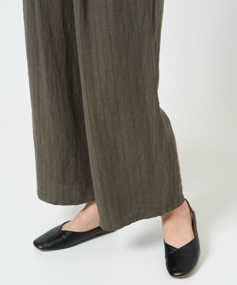 NGLHD66300 GIANNI LO GIUDICE(ジャンニ ロ ジュディチェ) [洗える]麻ストライプパンツ カーキ