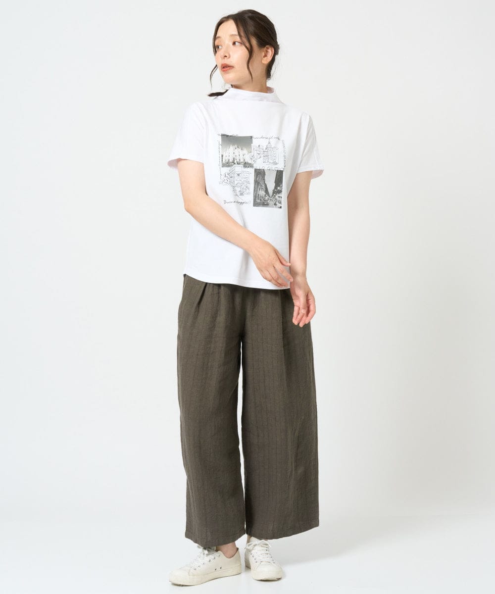 NGLHD66300 GIANNI LO GIUDICE(ジャンニ ロ ジュディチェ) [洗える]麻ストライプパンツ カーキ