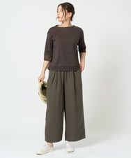 NGLHD66300 GIANNI LO GIUDICE(ジャンニ ロ ジュディチェ) [洗える]麻ストライプパンツ カーキ