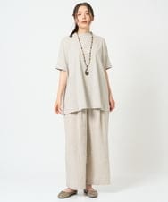 NGLHD66300 GIANNI LO GIUDICE(ジャンニ ロ ジュディチェ) [洗える]麻ストライプパンツ カーキ