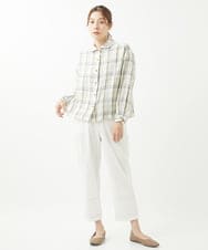 NGLHW01230 GIANNI LO GIUDICE(ジャンニ ロ ジュディチェ) [洗える・日本製]コットンリネンストライプパンツ ホワイト