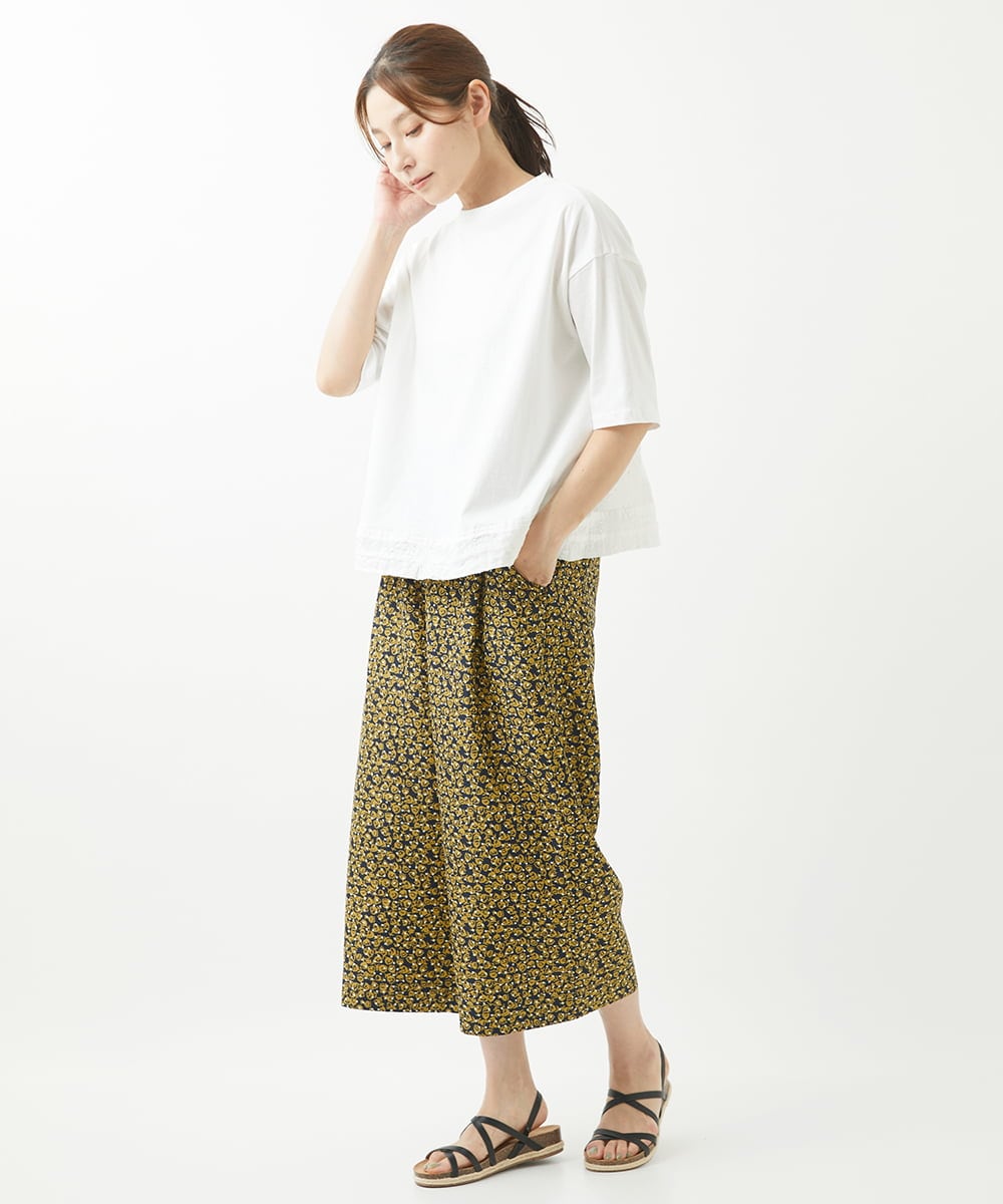 NGLHW07200 GIANNI LO GIUDICE(ジャンニ ロ ジュディチェ) [洗える・撥水加工]レインフラワープリントパンツ ネイビー×イエロー