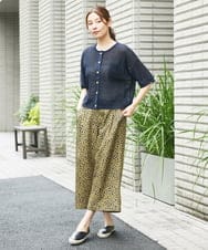 NGLHW07200 GIANNI LO GIUDICE(ジャンニ ロ ジュディチェ) [洗える・撥水加工]レインフラワープリントパンツ ネイビー×イエロー