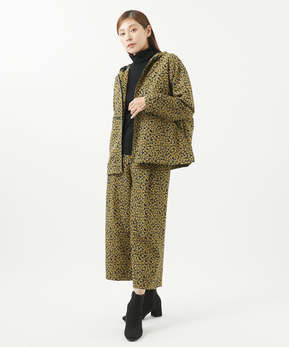 NGLHW07200 GIANNI LO GIUDICE(ジャンニ ロ ジュディチェ) [洗える・撥水加工]レインフラワープリントパンツ ネイビー×イエロー