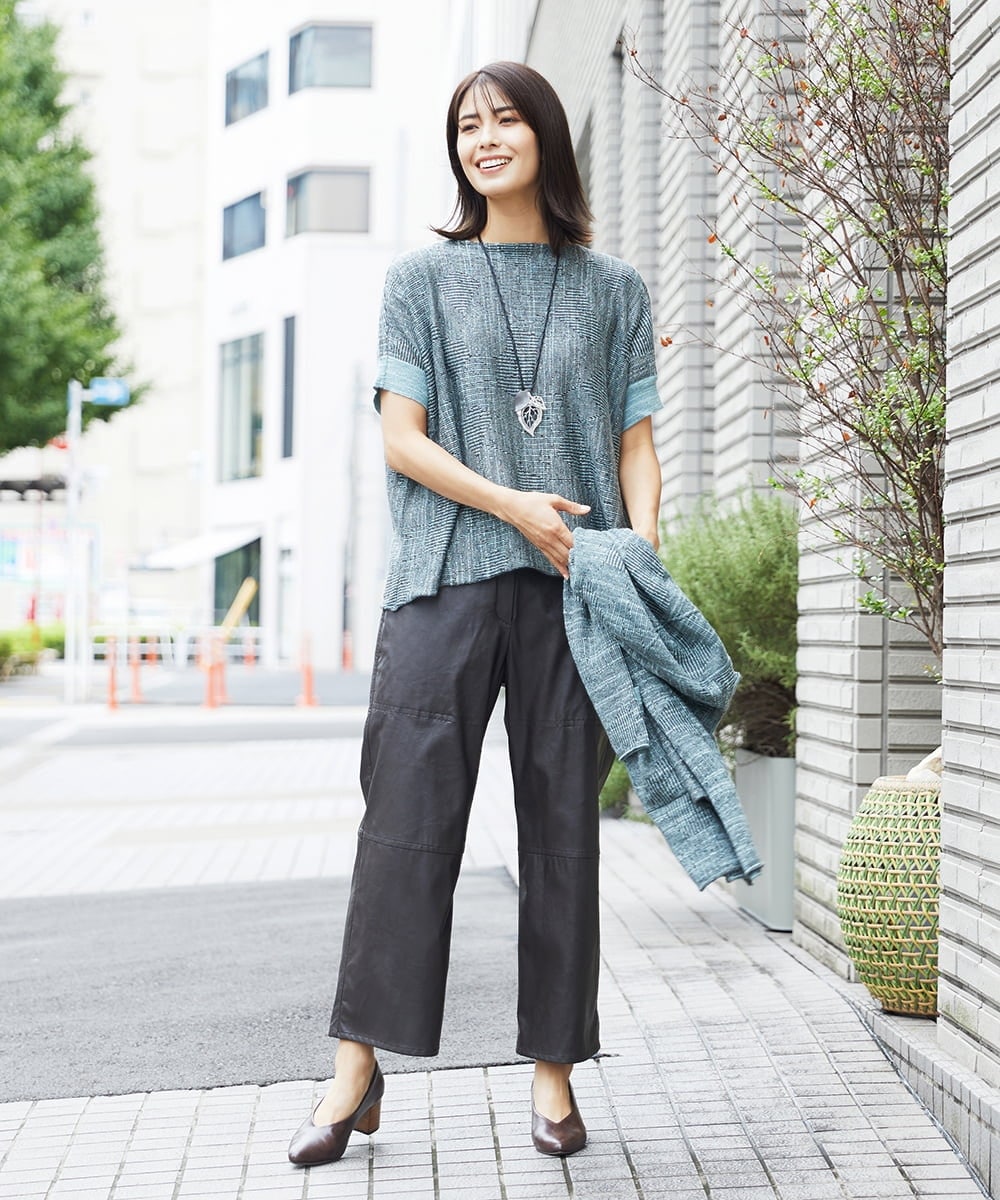NGLJQ21270 GIANNI LO GIUDICE(ジャンニ ロ ジュディチェ) ウエットレザーストレートパンツ ブラウン
