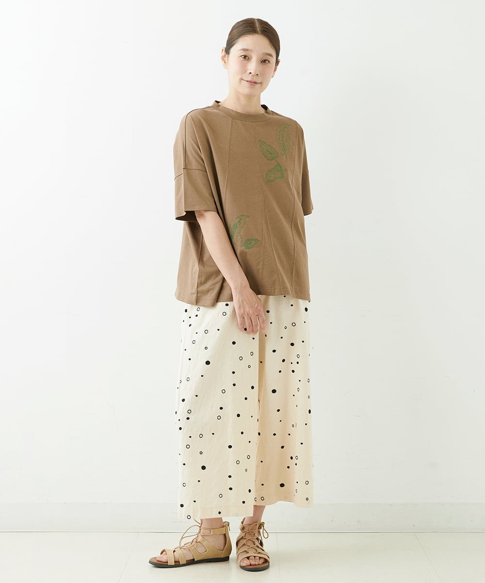 NGLJT25230 GIANNI LO GIUDICE(ジャンニ ロ ジュディチェ) [洗える]スラブコットンドット刺繍パンツ ベージュ