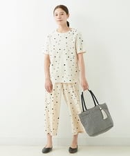 NGLJT25230 GIANNI LO GIUDICE(ジャンニ ロ ジュディチェ) [洗える]スラブコットンドット刺繍パンツ ベージュ
