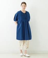 NGLJT25230 GIANNI LO GIUDICE(ジャンニ ロ ジュディチェ) [洗える]スラブコットンドット刺繍パンツ ベージュ
