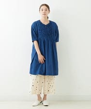 NGLJT25230 GIANNI LO GIUDICE(ジャンニ ロ ジュディチェ) [洗える]スラブコットンドット刺繍パンツ ベージュ