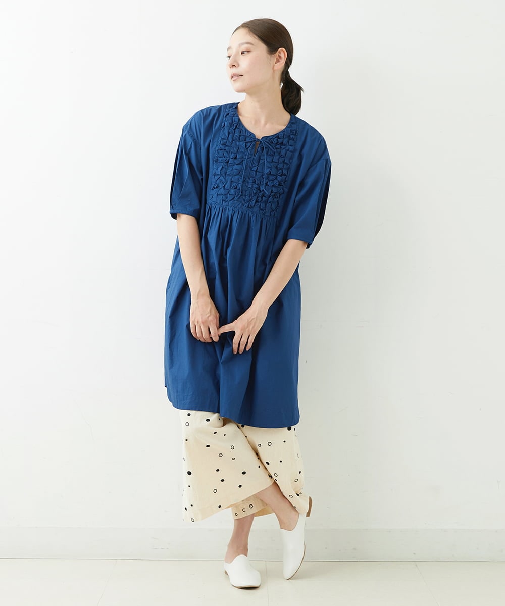 NGLJT25230 GIANNI LO GIUDICE(ジャンニ ロ ジュディチェ) [洗える]スラブコットンドット刺繍パンツ ベージュ