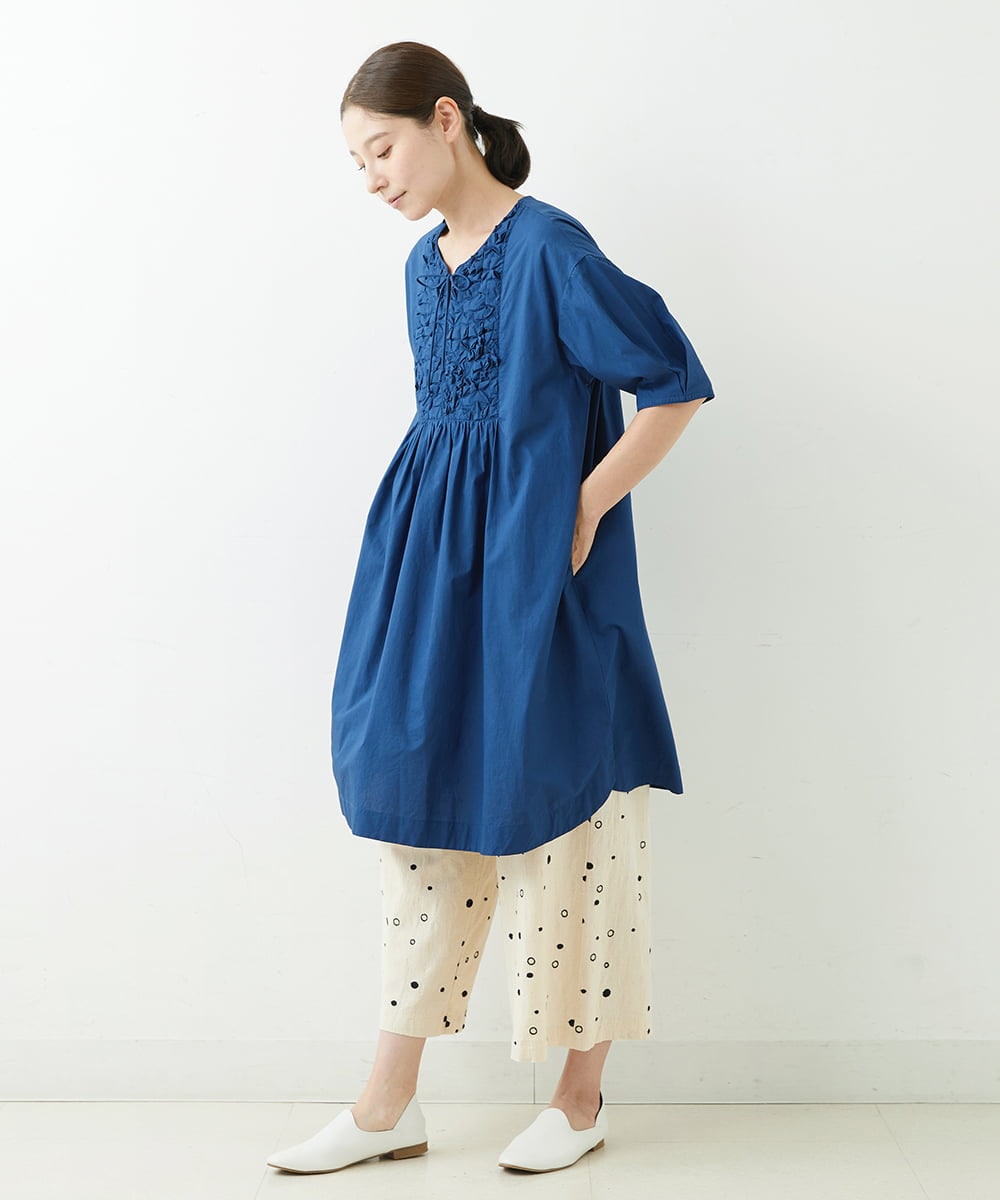 NGLJT25230 GIANNI LO GIUDICE(ジャンニ ロ ジュディチェ) [洗える]スラブコットンドット刺繍パンツ ベージュ