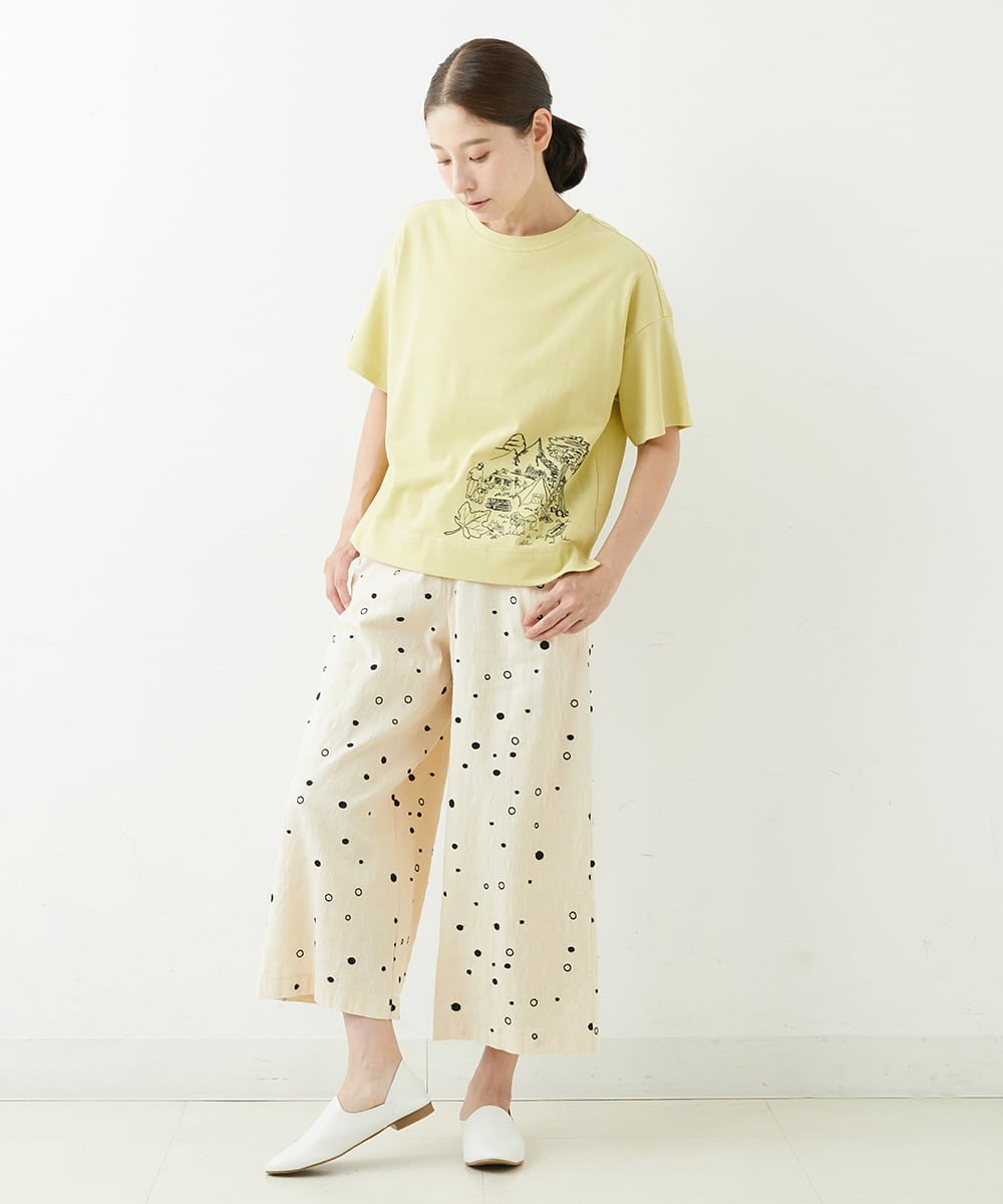 NGLJT25230 GIANNI LO GIUDICE(ジャンニ ロ ジュディチェ) [洗える]スラブコットンドット刺繍パンツ ベージュ