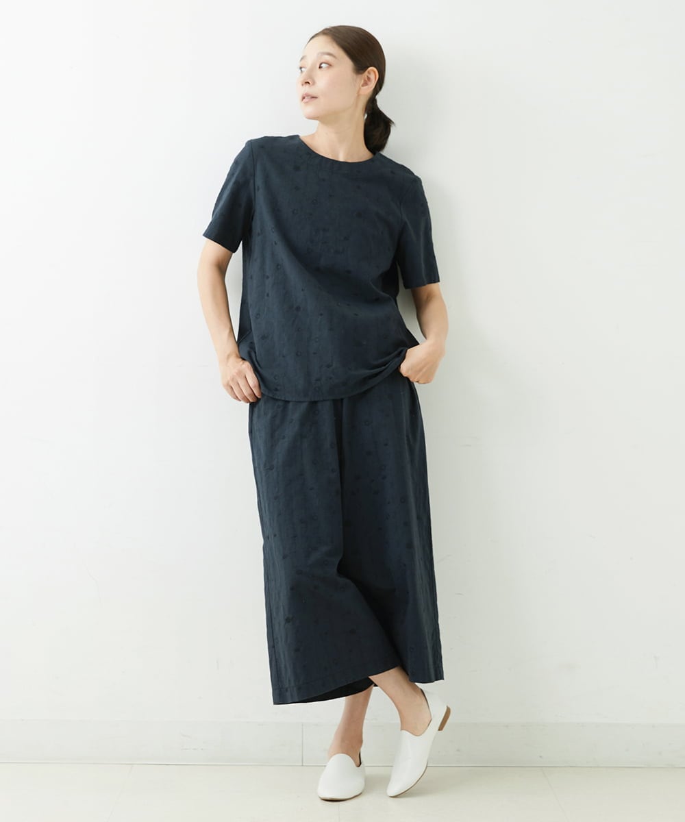 NGLJT25230 GIANNI LO GIUDICE(ジャンニ ロ ジュディチェ) [洗える]スラブコットンドット刺繍パンツ ブラック