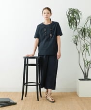 NGLJT25230 GIANNI LO GIUDICE(ジャンニ ロ ジュディチェ) [洗える]スラブコットンドット刺繍パンツ ブラック