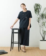 NGLJT25230 GIANNI LO GIUDICE(ジャンニ ロ ジュディチェ) [洗える]スラブコットンドット刺繍パンツ ブラック