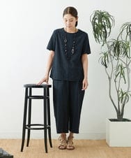 NGLJT25230 GIANNI LO GIUDICE(ジャンニ ロ ジュディチェ) [洗える]スラブコットンドット刺繍パンツ ブラック