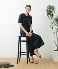 NGLJT25230 GIANNI LO GIUDICE(ジャンニ ロ ジュディチェ) [洗える]スラブコットンドット刺繍パンツ ブラック