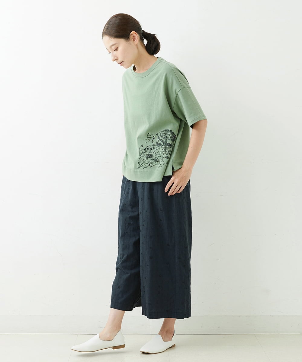 NGLJT25230 GIANNI LO GIUDICE(ジャンニ ロ ジュディチェ) [洗える]スラブコットンドット刺繍パンツ ブラック