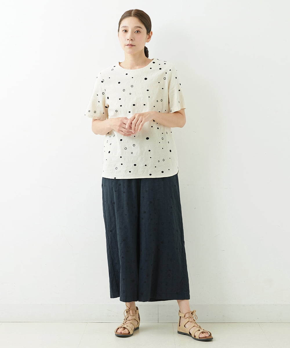 NGLJT25230 GIANNI LO GIUDICE(ジャンニ ロ ジュディチェ) [洗える]スラブコットンドット刺繍パンツ ブラック