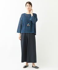 NGLJU04200 GIANNI LO GIUDICE(ジャンニ ロ ジュディチェ) [洗える・日本製]ソルディフェンダーポンチワイドパンツ ブラック