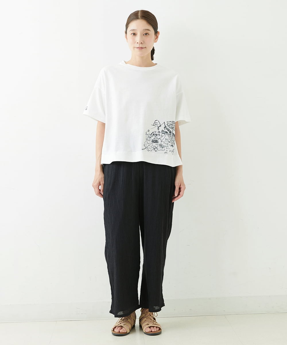 NGLJU26230 GIANNI LO GIUDICE(ジャンニ ロ ジュディチェ) [洗える]コットン楊柳クレープパンツ ブラック