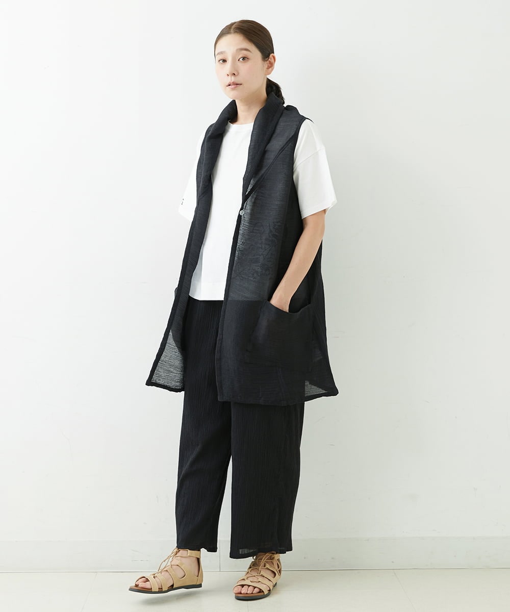 NGLJU26230 GIANNI LO GIUDICE(ジャンニ ロ ジュディチェ) [洗える]コットン楊柳クレープパンツ ブラック