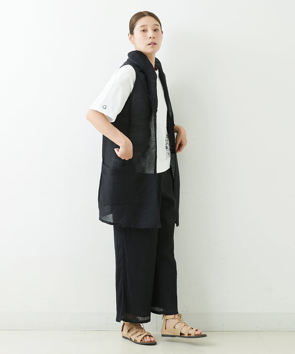 NGLJU26230 GIANNI LO GIUDICE(ジャンニ ロ ジュディチェ) [洗える]コットン楊柳クレープパンツ ブラック