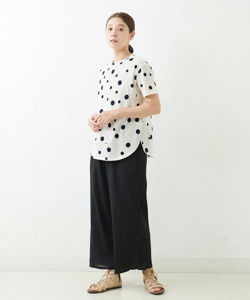 NGLJU26230 GIANNI LO GIUDICE(ジャンニ ロ ジュディチェ) [洗える]コットン楊柳クレープパンツ ブラック