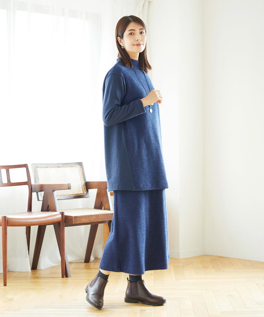 NGPAE20360 GIANNI LO GIUDICE(ジャンニ ロ ジュディチェ) [洗える]コットンスラブインレーチュニックカットソー ネイビー
