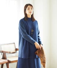 NGPAE20360 GIANNI LO GIUDICE(ジャンニ ロ ジュディチェ) [洗える]コットンスラブインレーチュニックカットソー ネイビー