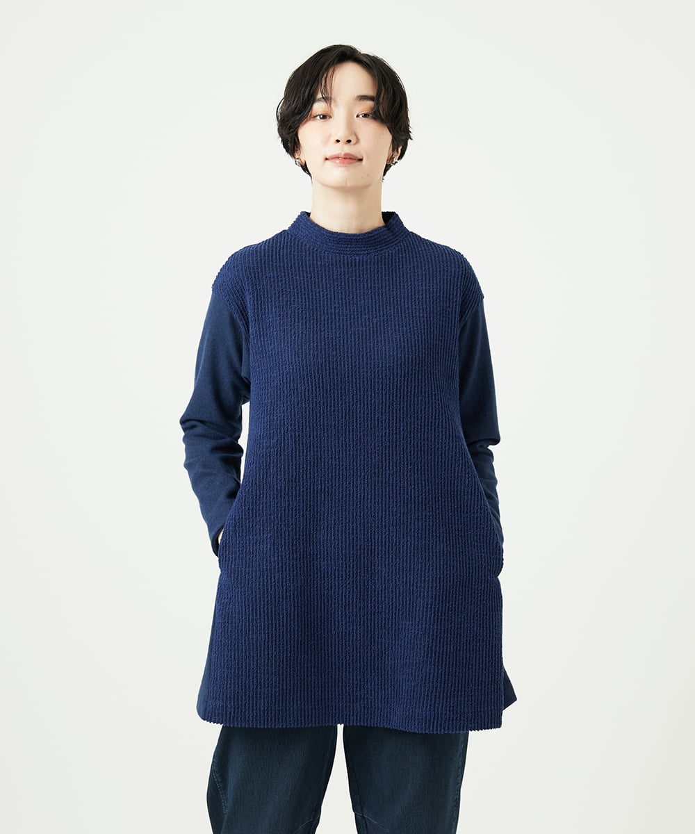 NGPAE20360 GIANNI LO GIUDICE(ジャンニ ロ ジュディチェ) [洗える]コットンスラブインレーチュニックカットソー ネイビー