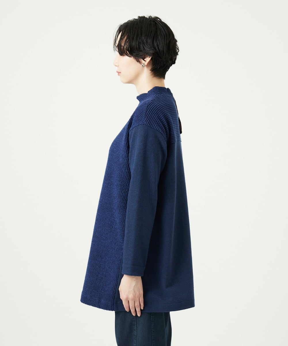 NGPAE20360 GIANNI LO GIUDICE(ジャンニ ロ ジュディチェ) [洗える]コットンスラブインレーチュニックカットソー ネイビー