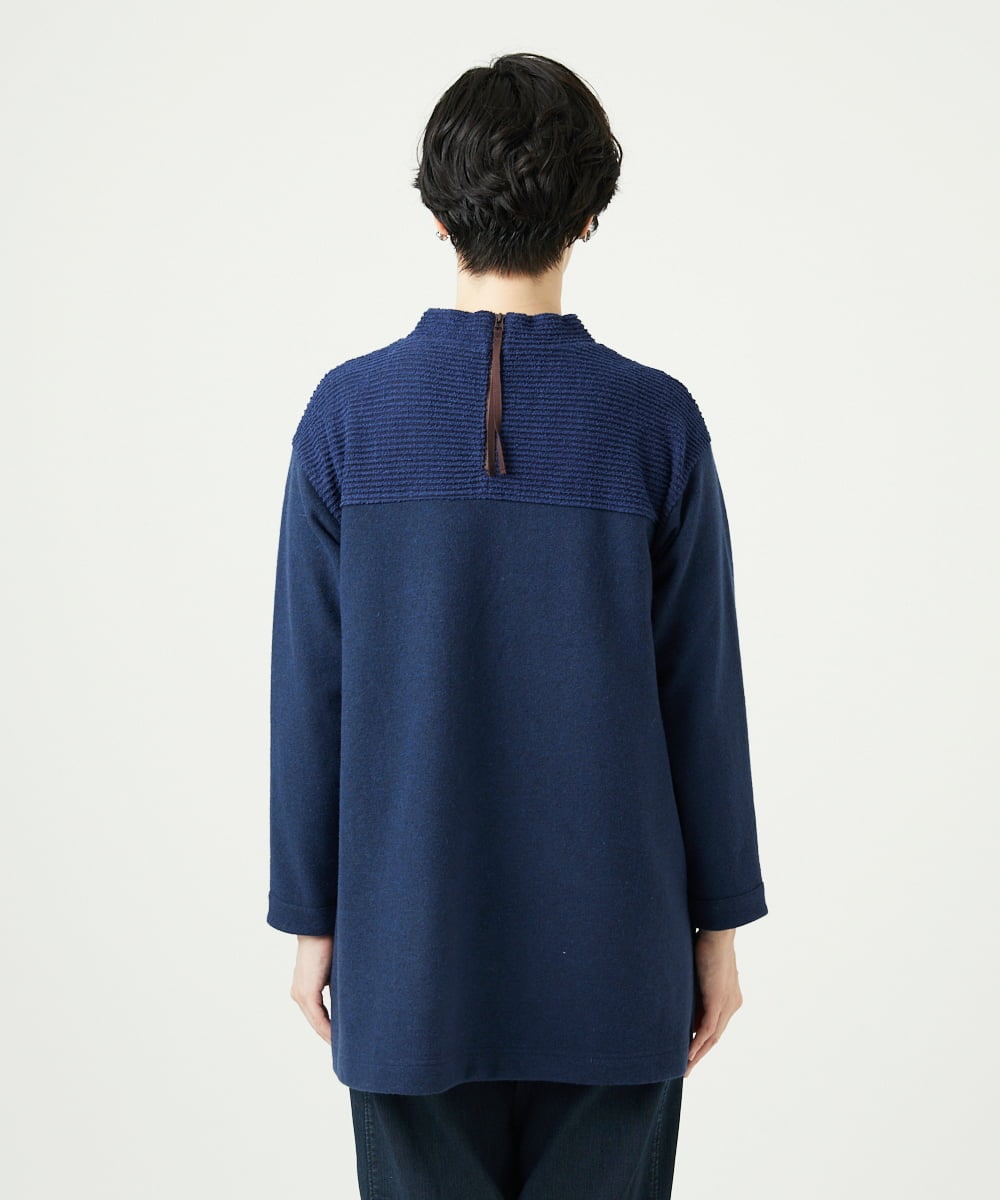 NGPAE20360 GIANNI LO GIUDICE(ジャンニ ロ ジュディチェ) [洗える]コットンスラブインレーチュニックカットソー ネイビー