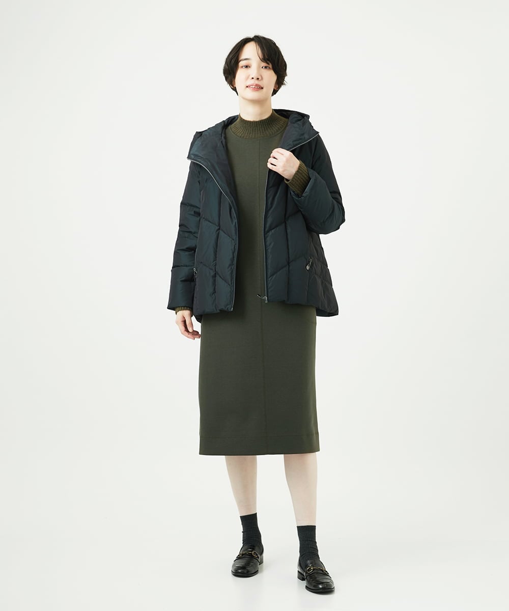 NGPAF12360 GIANNI LO GIUDICE(ジャンニ ロ ジュディチェ) [洗える]ＭＥＥＴダンボールニットワンピース カーキ