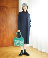 NGPAF12360 GIANNI LO GIUDICE(ジャンニ ロ ジュディチェ) [洗える]ＭＥＥＴダンボールニットワンピース ネイビー