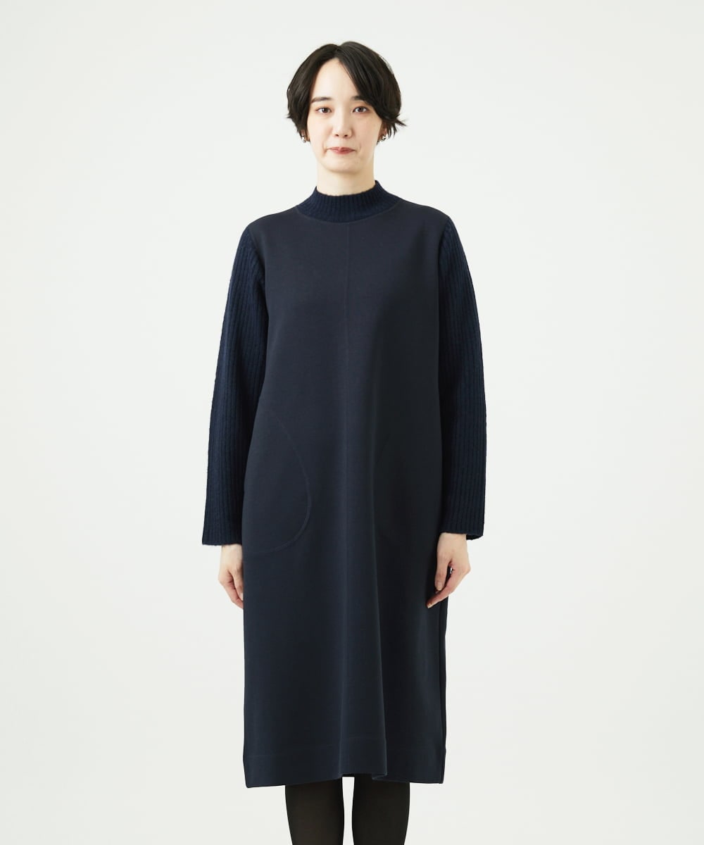 NGPAF12360 GIANNI LO GIUDICE(ジャンニ ロ ジュディチェ) [洗える]ＭＥＥＴダンボールニットワンピース ネイビー
