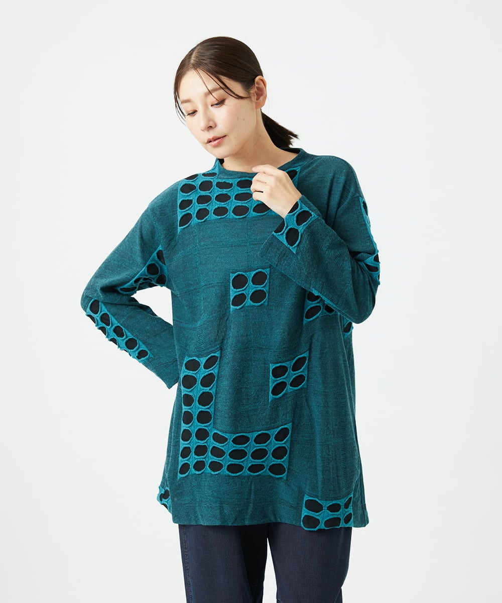 NGPAF17270 GIANNI LO GIUDICE(ジャンニ ロ ジュディチェ) [日本製]バースト水玉チュニック ブルー