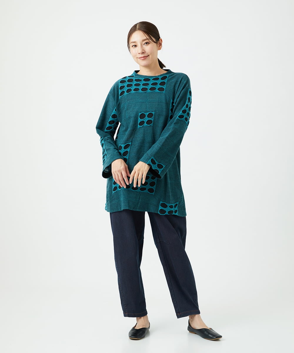 NGPAF17270 GIANNI LO GIUDICE(ジャンニ ロ ジュディチェ) [日本製]バースト水玉チュニック ブルー