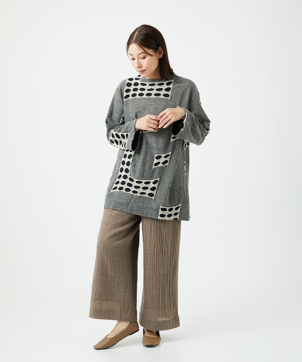 NGPAF17270 GIANNI LO GIUDICE(ジャンニ ロ ジュディチェ) [日本製]バースト水玉チュニック グレー