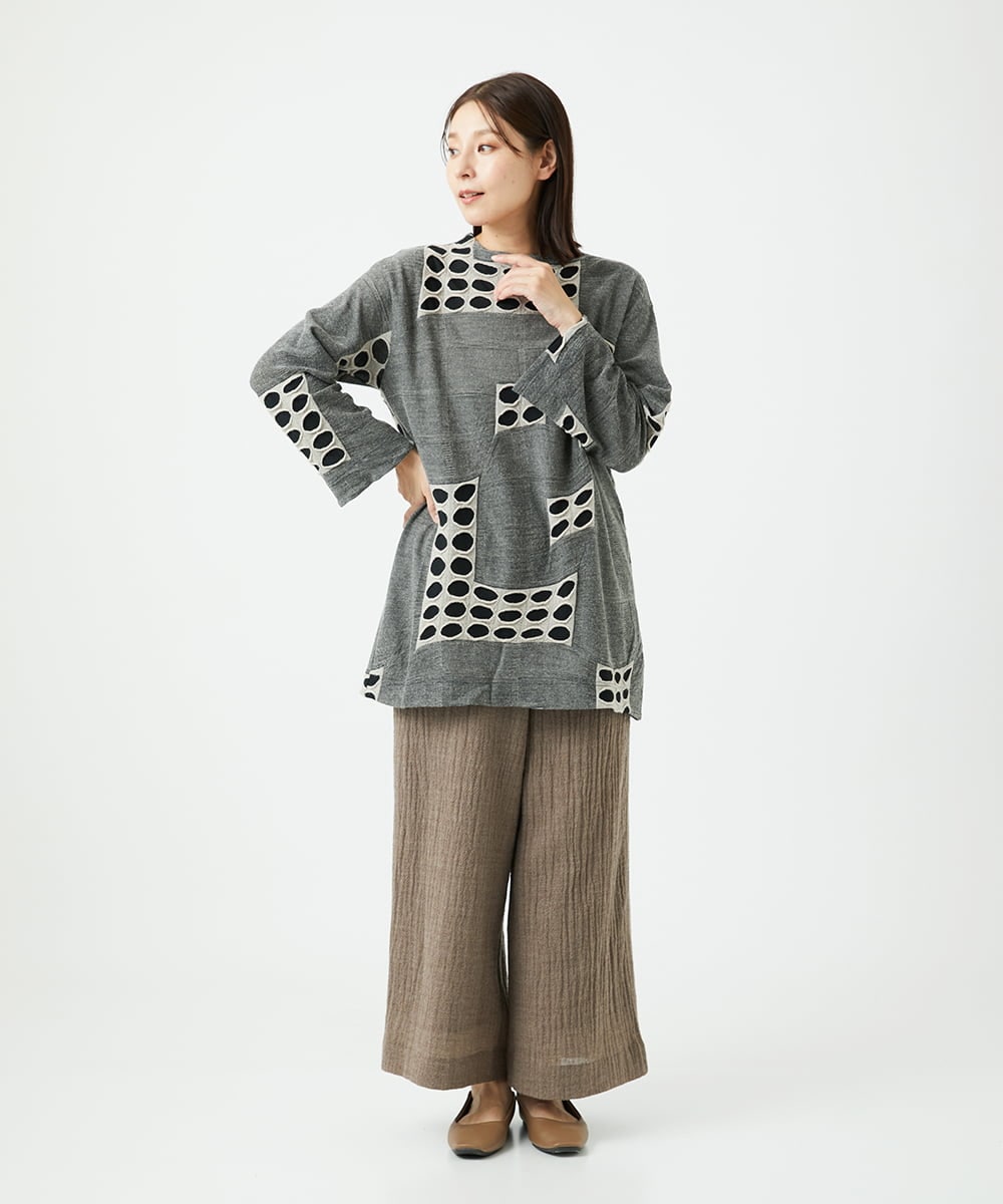 NGPAF17270 GIANNI LO GIUDICE(ジャンニ ロ ジュディチェ) [日本製]バースト水玉チュニック グレー